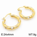 U-förmige 18k vergoldete Edelstahl-Creolen mit Zirkonia-Einlage, 24mm Durchmesser - Gold