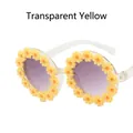 Transparent yellow kids sunglasses with cute daisy flowers and purple gradient lenses - Transparent Yellow