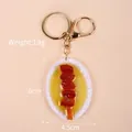 Portachiavi realistico con spiedino di carne alla griglia, peso 19g e misura 6cm - Piatto Ovale - Spiedini Grigliati / Chiusura Dorata a Forma di 8