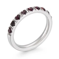 Minimalist 3mm titanium steel ring with dark red zircon stones in silver finish - US 6 / Silver Band with Purple Zirconia (KR104540-K)