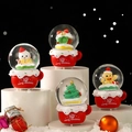 Set of four Christmas snow globes with snowman and gingerbread on red bases - 45# Light Model / NO.3 Christmas Dessert