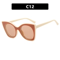Occhiali anti luce blu cat eye con montatura crema e marrone rossastro modello C12 - Montatura Caramello Lente Tè