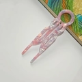 U-shaped pink marble acetate hair fork pin for elegant buns and traditional styling - Purple Pink Floral