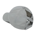 Detail of breathable mesh baseball cap with criss-cross ponytail hole and velcro strap - Light Gray