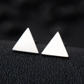 Polished silver triangle geometric stud earrings in minimalist stainless steel finish - Triangle / Silver