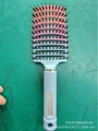 Curved vent hairbrush with pink-blue gradient, boar bristles, and anti-slip handle - With Boar Bristle / Gradient (with Boar Bristle) Blue Solid Handle
