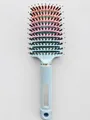 Curved vent hairbrush with pink-blue gradient, boar bristles, and anti-slip handle - With Boar Bristle / Gradient (with Boar Bristle) Blue Solid Handle