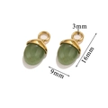 Green natural stone acorn pendant with gold titanium steel cap and 16mm size markings - Green Aventurine