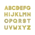 Detalle de 26 colgantes de letras doradas con pedrería blanca para crear pulseras de DIY - Dorado Circonita Completa