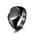Anillo de sello corazón negro minimalista en acero inoxidable con acabado mate para unisex - 5# / Negro