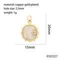 Detail of 20mm gold plated star pendant with pearl finish and crystal inlay - Pearly Star Round Pendant-P00207