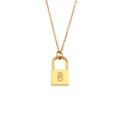Golden stainless steel layered necklace featuring a B-letter engraved padlock pendant - Letter B