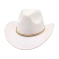 Chapeau de cowboy blanc classique en feutre avec ruban décoratif à paillettes dorées sur fond - Taille unique / Blanc