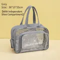 Grey travel toiletry bag with 36x15x25cm size and separate shoe compartment - With Shoe Compartment / Gray