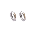 Orecchino a cerchio argento con trama lava dorata per uomo, stile minimalista - Orecchino a Fiamma Oro e Argento