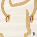 Detailed macro view of purple enamel hoop earrings with 18K gold plating on a jewelry stand - 3*11mm / Purple
