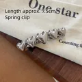 Elegant 7.5cm silver alloy spring hair clip with five polished 3D heart shapes - Silver Heart Spring Clip