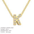 14K gold plated stainless steel initial K pendant necklace with cubic zirconia stones - Letter K / Gold