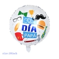 18-inch white round foil balloon with Spanish Feliz DÍA PAPÁ father's day icons - 18 Inch Spanish All-in-one Father's Day