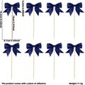 Navy blue satin bow cake toppers set of 8 pieces for birthday party decorations - Double Layer Navy Blue