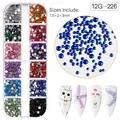 Set di strass per nail art in 12 scomparti, vari colori e dimensioni da 1,5 mm a 3 mm - Strass di Dimensioni Miste 12 Colori (12G-226)