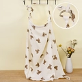Cotton nursing cover with brown bear print and adjustable metallic D-ring neck strap - Single Bear Print with Metal Buckle