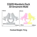 Molde de silicona con forma de corazón para resina con cisne bicolor de decoración - Molde de Ornamento 3D Corazón Pato Mandarín