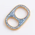 Golden double-hole oval connector with blue mother of pearl inlay for DIY jewelry - Inlaid Tab / Light Blue Shell