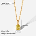 18K gold plated stainless steel necklace with pear-shaped yellow zircon pendant - Yellow Teardrop Style (JDN20777-8)