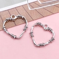 Silver hollow heart-shaped barbed wire metal pendants for DIY jewelry crafting - Hollow Thorns Heart