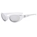 Metallic silver Y2K cycling sunglasses with signature BB logo and dark gray lenses - Silver Frame Silver Mirror Lens