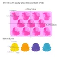 Pink 11-cavity ghost silicone mold for Halloween baking and DIY resin crafts - 11-Cavity Ghost Style (D5118-3A)
