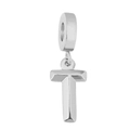 Minimalist silver-tone stainless steel letter T charm pendant for DIY jewelry - Letter T