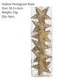 Set of 6 hollow gold star Christmas tree ornaments in transparent display box - Gold Five-pointed Star / Set of 6