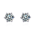 Elegant 925 sterling silver moissanite stud earrings in white gold finish and 6-prong setting - Six-Prong Studs / 0.5ct*2 High Carbon Stone