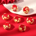 DIY hand-painted red and yellow beads with Fu and Cai characters for 2026 Year of the Horse - Yellow Text Wealth / Red