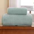 Mint green waffle weave coral fleece towel set with soft thickened texture - Towel (35*75cm) / Pineapple Grid Green
