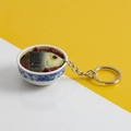 Miniature blue and white porcelain bowl keychain with realistic spicy fish head model - No.17 Chopped Pepper Fish Head (Model)