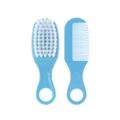 Blue baby hair brush and comb set with soft bristles and ergonomic hanging holes - Blue Comb and Brush Set