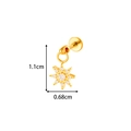Golden titanium heart flower dangle labret stud with sparkling crystal star pendant - Sun Design / Gold