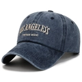 Vintage washed navy blue baseball cap with khaki Los Angeles embroidery in a street style - Adjustable / Navy Blue