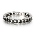 Men's 11mm black and silver bicycle chain bracelet with industrial rock style - Two-Tone Silver & Black (KB43130-D)