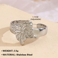 Silver stainless steel butterfly open ring with adjustable band and 2.4g lightweight design - Butterfly Hollow 701-5 / Steel