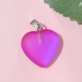 Pendentif cœur de 20mm en cristal naturel rose dépoli avec attache en métal - 71-Rose Rouge Givré
