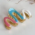 Pinza per capelli dorata ondulata con smalto rosa blu e bianco per styling elegante - 5.4cm / Marmo Rosa Blu Bianco