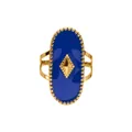 Bague géométrique en acier inoxydable doré avec émail bleu et spécifications de taille - US 7 / Bleu