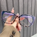 Oversized retro TR90 blue light blocking glasses with purple leopard frame for women - Tortoise Frame Purple Leg