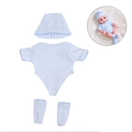 Light blue 30cm doll outfit set with hat, romper and socks on a white background - Light Blue Cotton Romper Set