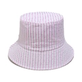 Dettaglio del cappello a secchiello a righe rosa e bianche con piccoli strass lucidi - M (56-58cm) / Rosa