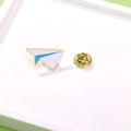 Cute paper airplane enamel brooch in light purple and blue with gold metal edges - Paper Plane (CZ0572)
